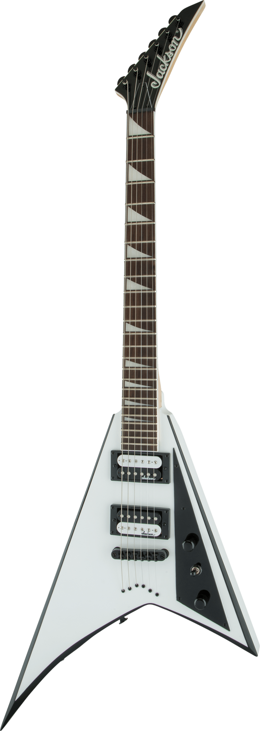 Jackson JS Series Rhoads JS32T in White with Black Bevels