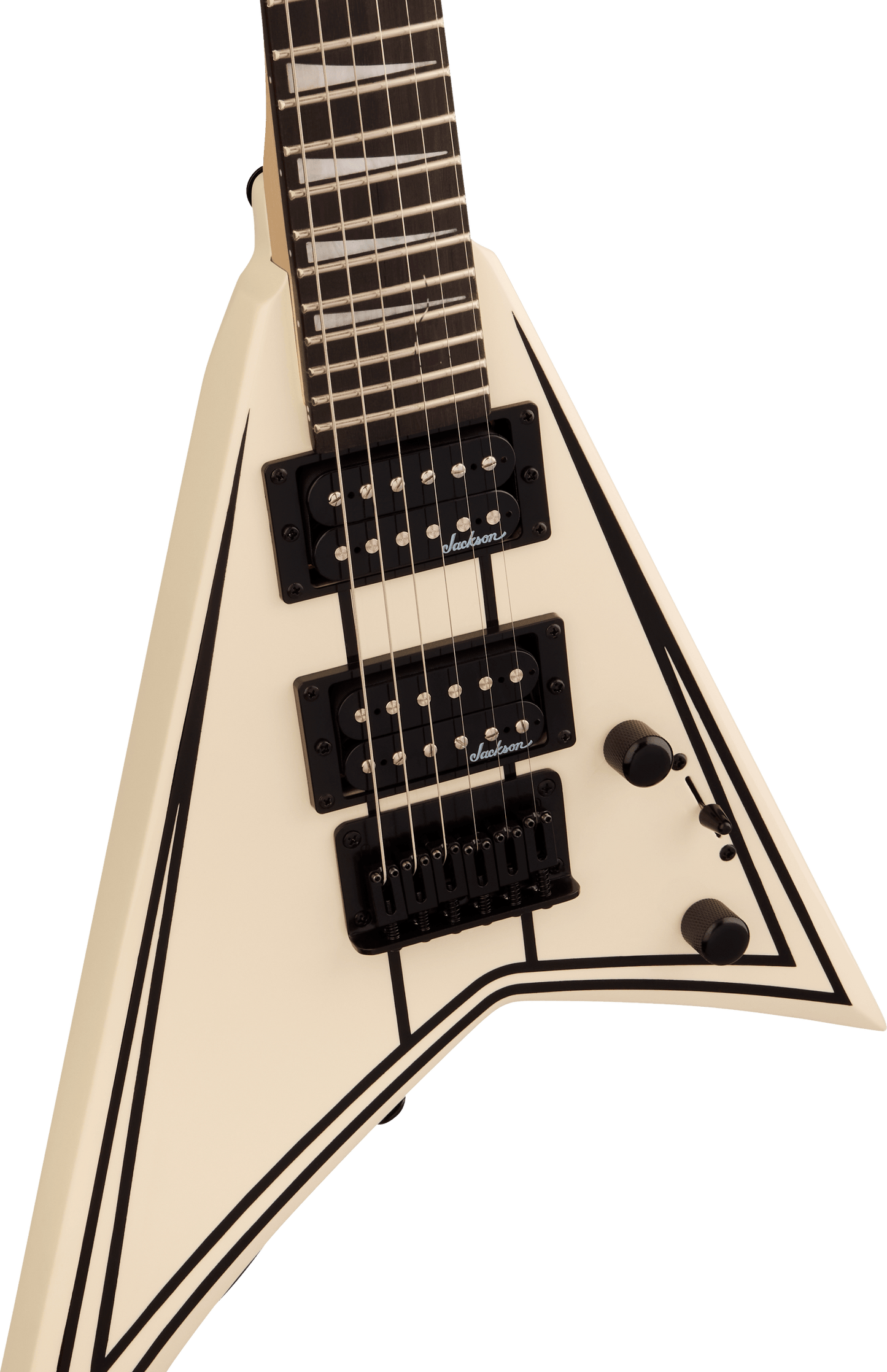 Jackson JS Series RR Minion JS1XM 2/3 Size Electric Guitar In Snow White With Black Pinstripes