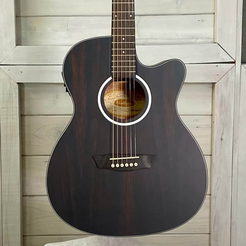Washburn DFEACE Deep Forest Auditorium Electric Acoustic Guitar Striped Ebony