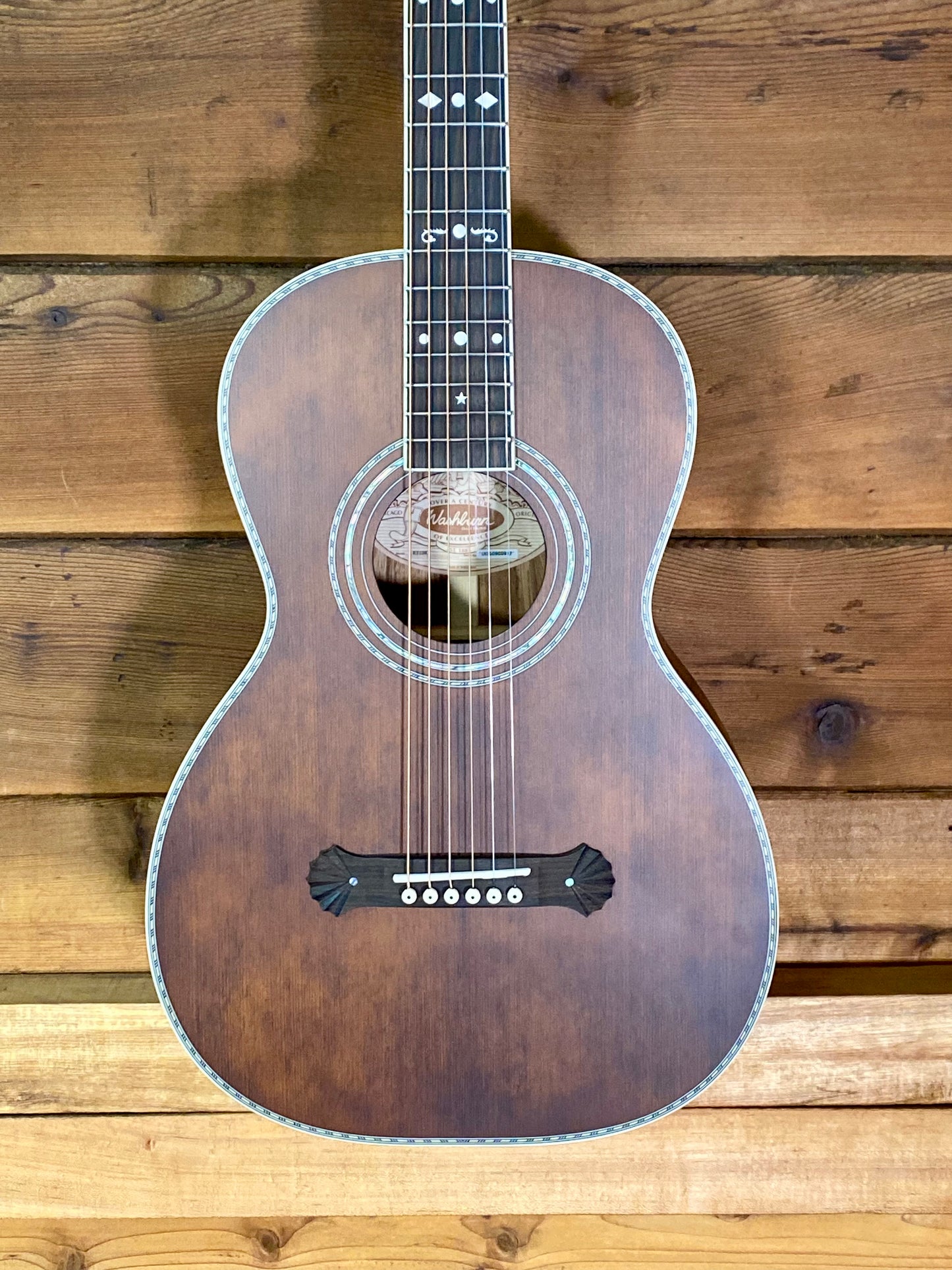 Washburn R310K Victorian Vintage Parlor Acoustic Guitar in Natural Antique Matte Finish – view 4