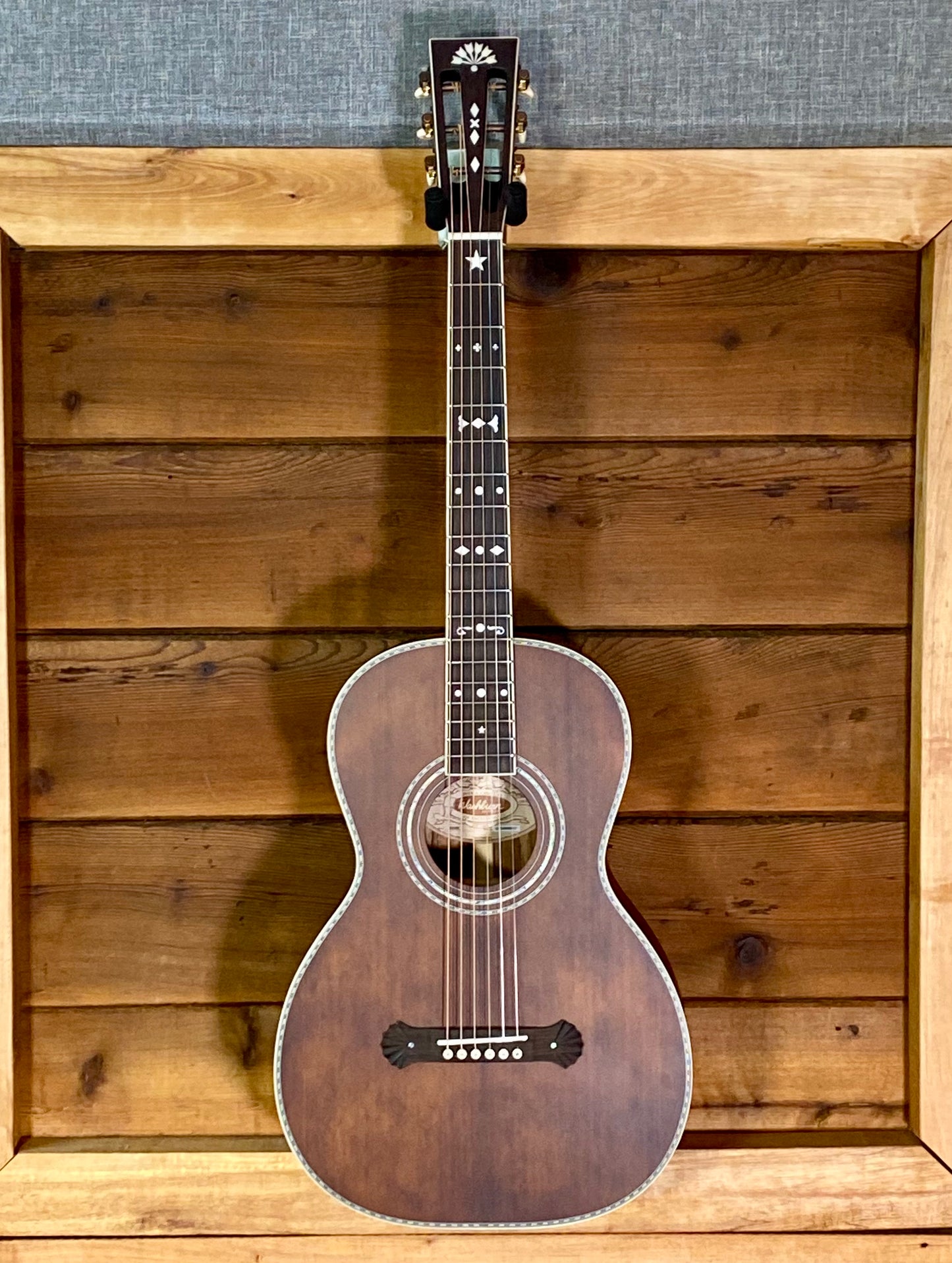 Washburn R310K Victorian Vintage Parlor Acoustic Guitar in Natural Antique Matte Finish – view 2