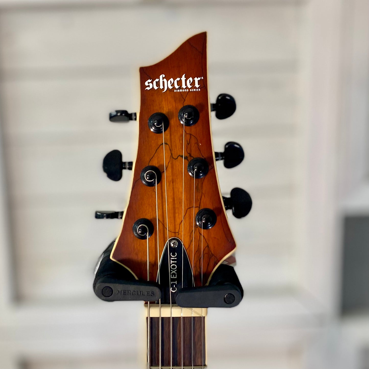 Schecter C-1 Exotic Spalted Maple Electric Guitar in Satin Natural Vintage Burst