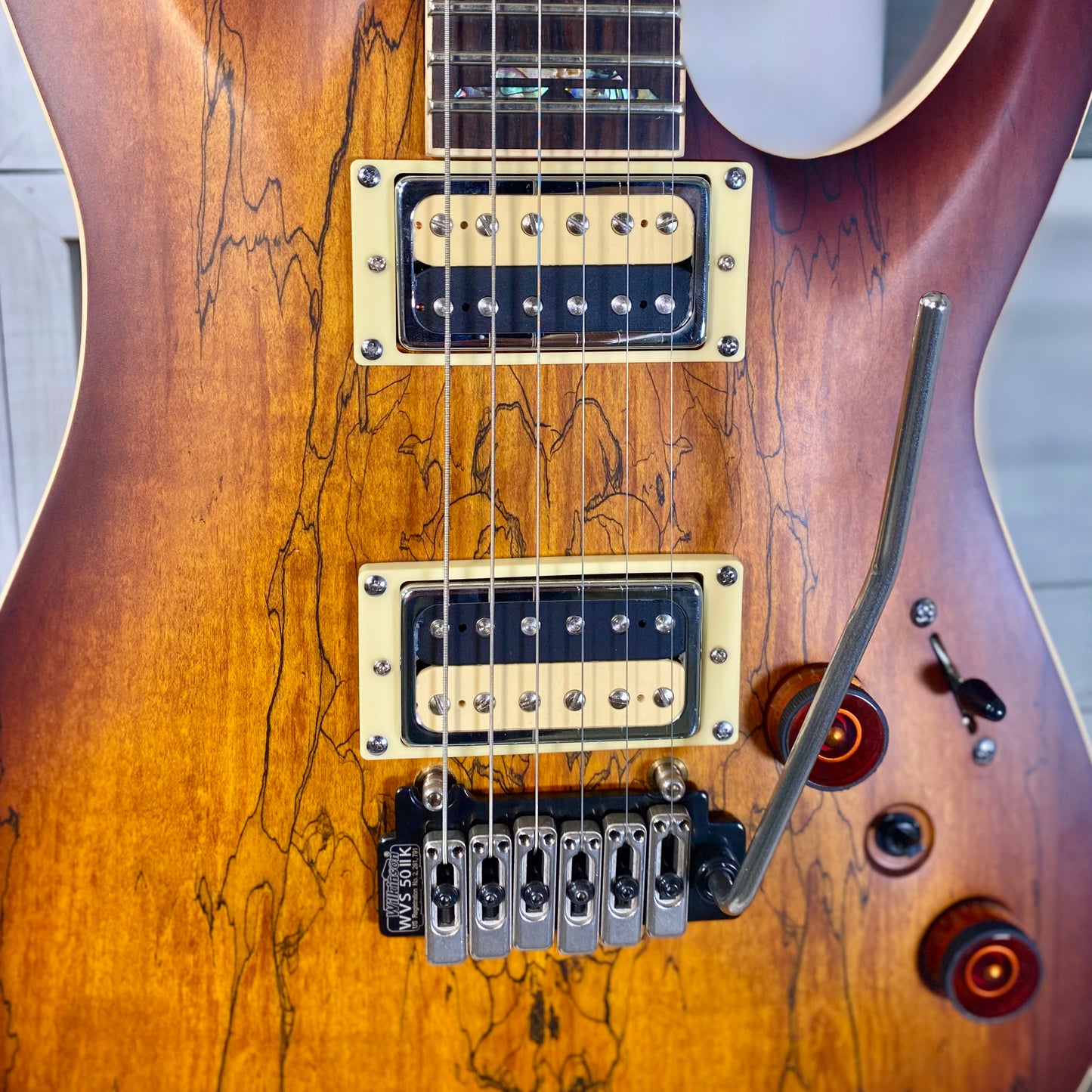 Schecter C-1 Exotic Spalted Maple Electric Guitar in Satin Natural Vintage Burst