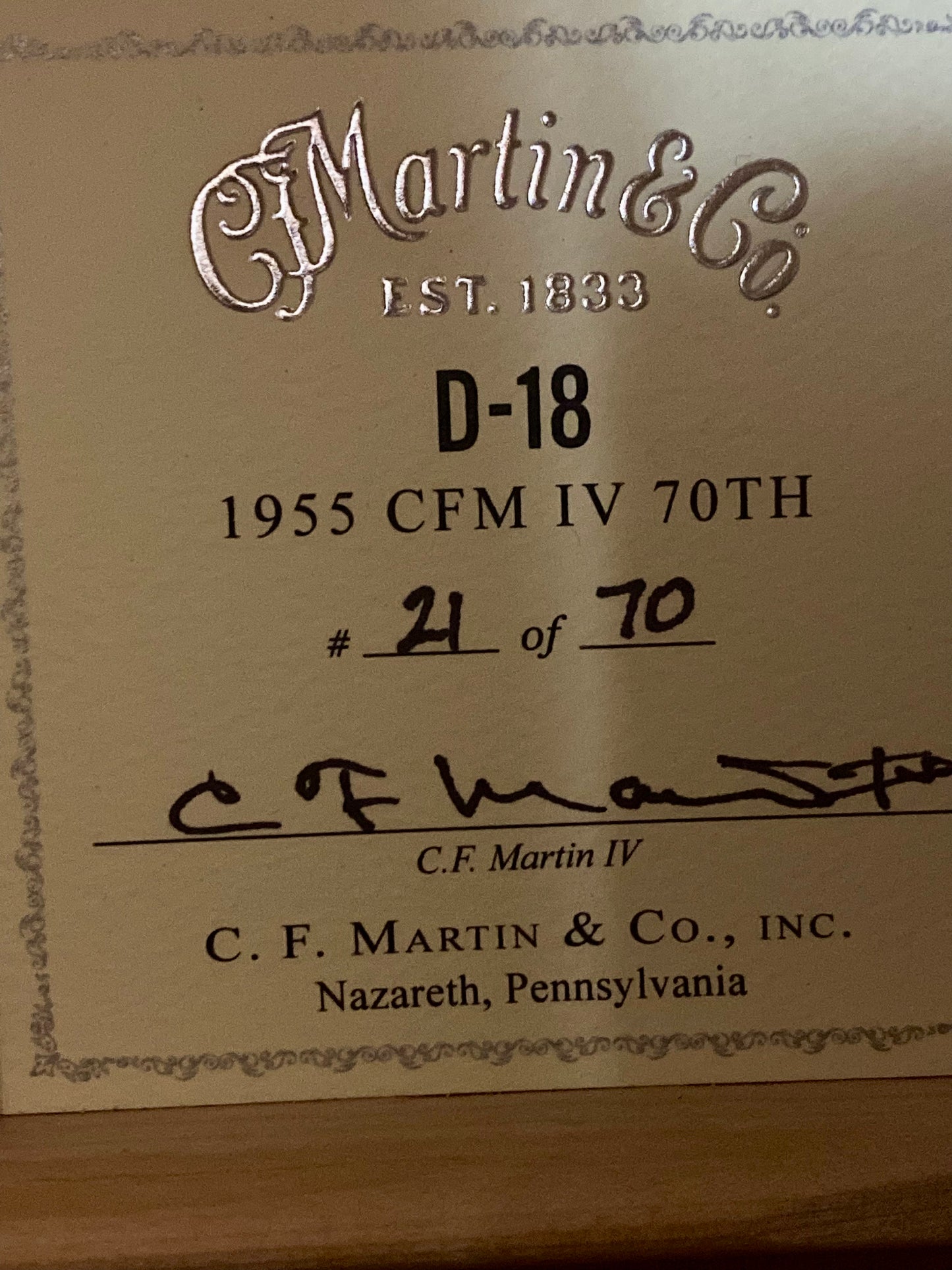 Martin Guitars Limited Edition D-18 1955 CFM IV 70th Acoustic Guitar with Hardshell Case