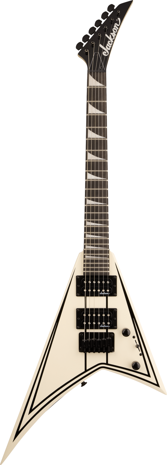 Jackson JS Series RR Minion JS1XM 2/3 Size Electric Guitar In Snow White With Black Pinstripes