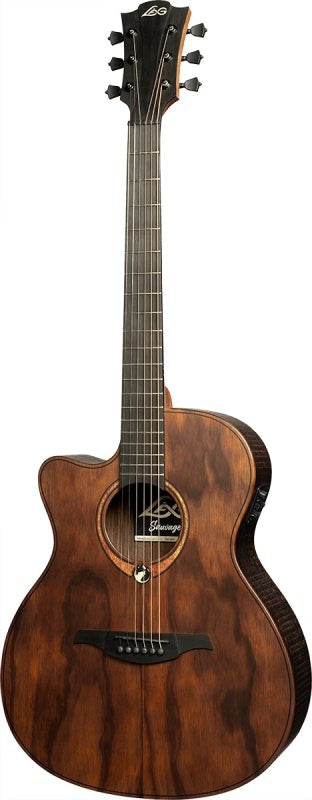 Lag Auditorium Lefty Cutaway Electric Acoustic Guitar With Padded Cover in Satin Open Pore Finish