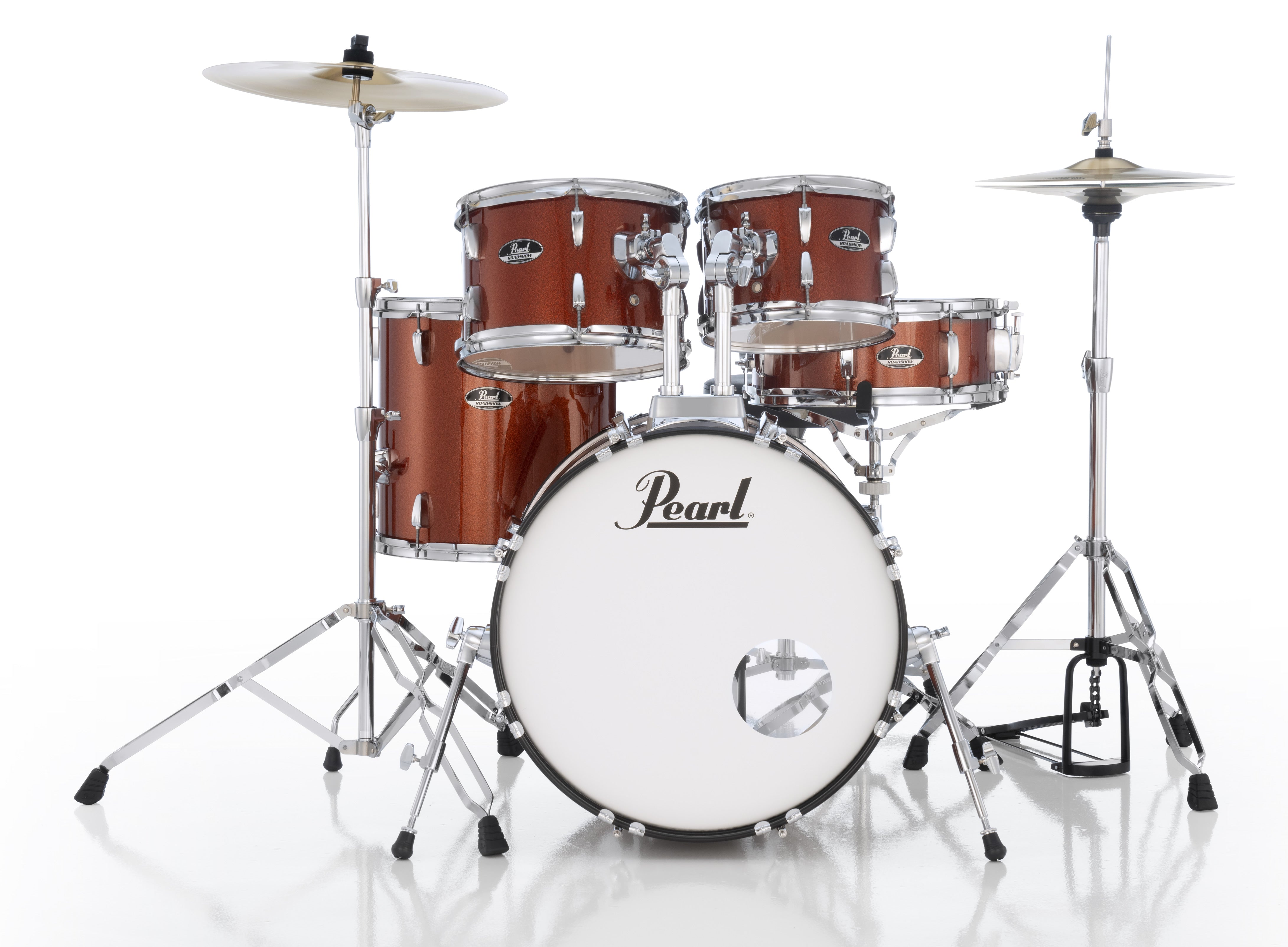 Pearl Roadshow rs525scc749 5-Piece Drum Set With 22" Bass Drum, Hardware & Cymbals, Burnt Orange Sparkle
