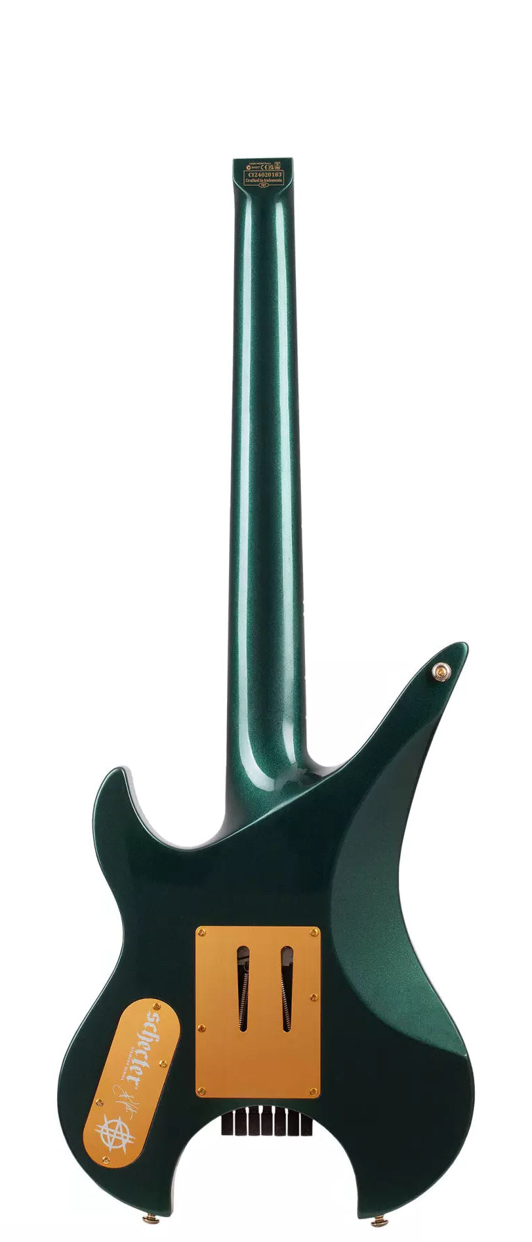 Schecter Synyster Gates Custom 7-String TR Headless Electric Guitar in Oak Green Metallic – view 4