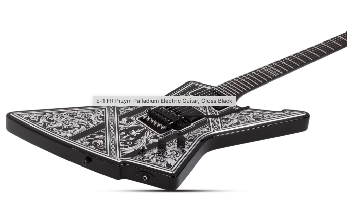 Schecter E-1 FR Przym Palladium Electric Guitar in Gloss Black