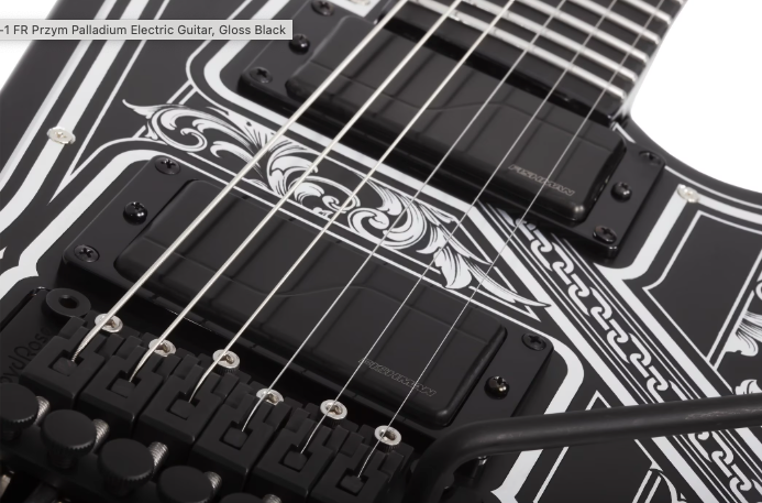 Schecter E-1 FR Przym Palladium Electric Guitar in Gloss Black