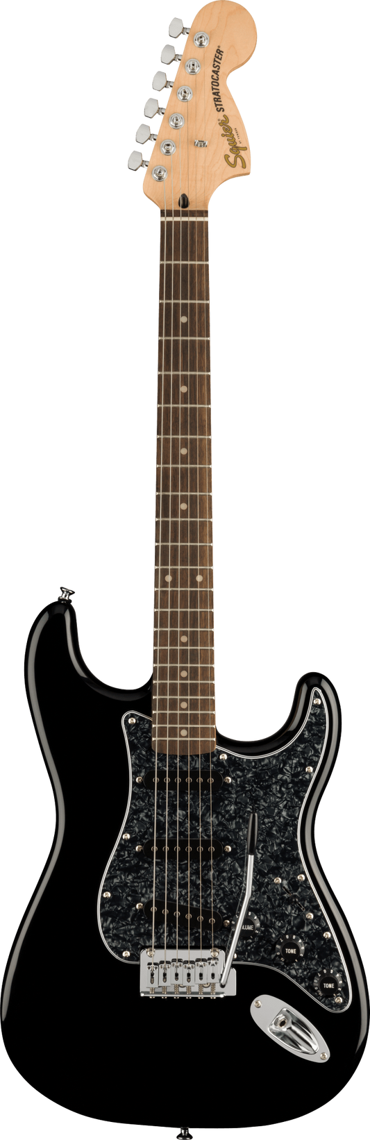 Squier Limited Edition Affinity Series® Stratocaster With Black Pearloid Pickguard in Black