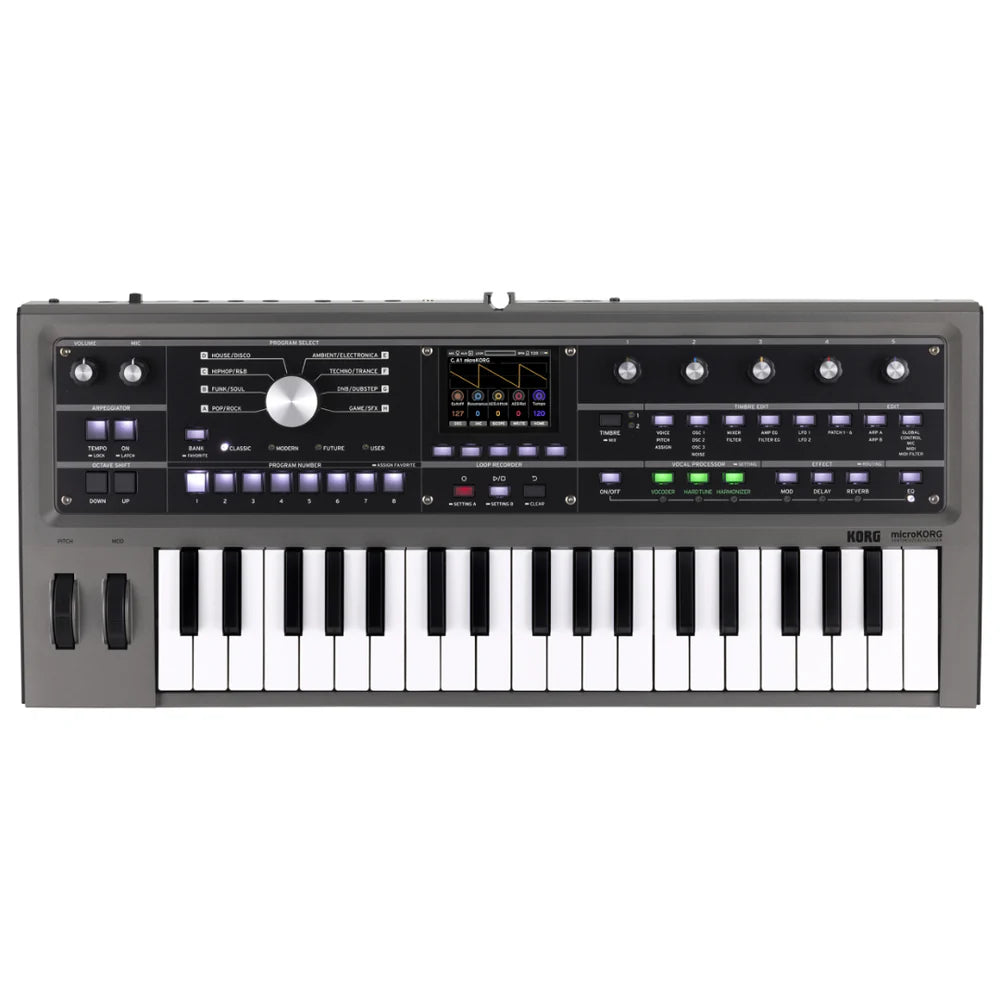 Korg Limited Tech Limited-Edition MicroKorg 2 37-Key Synthesizer / Vocoder with Soft Case, Metallic Black