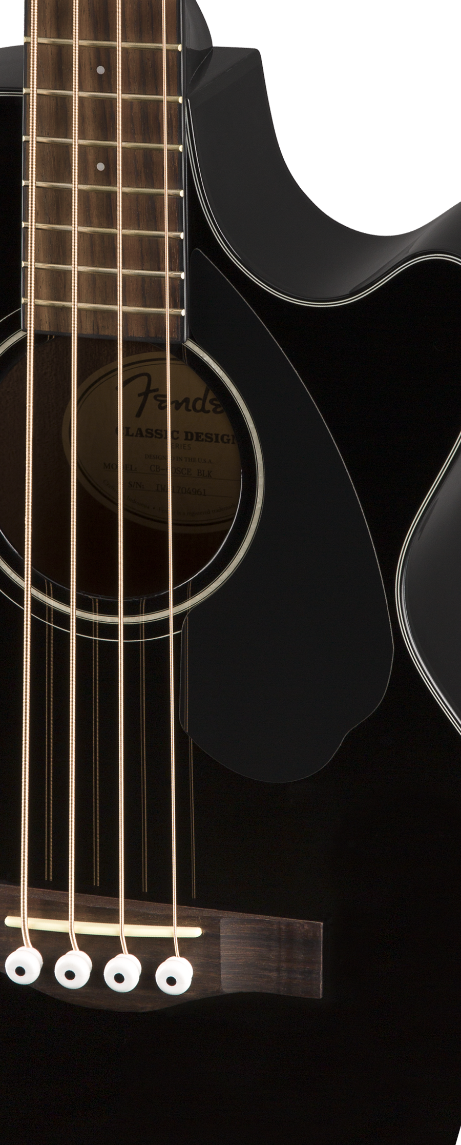 Fender CB-60sce Electric Acoustic Bass Guitar in Black – view 5