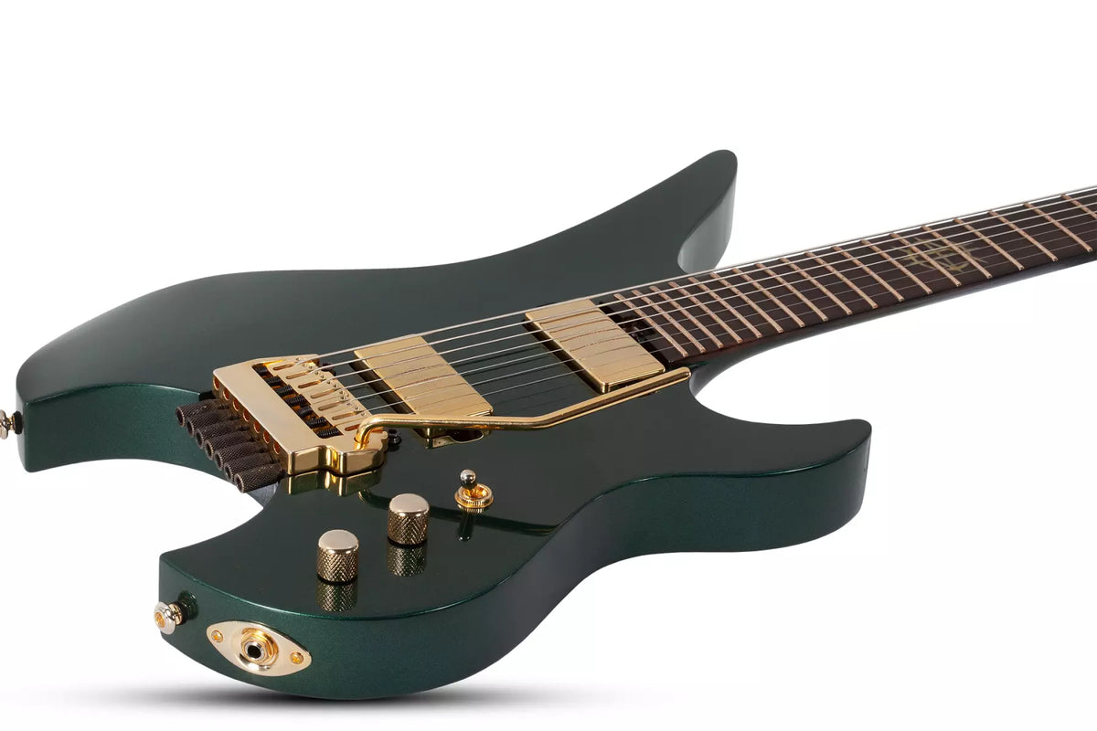 Schecter Synyster Gates Custom 7-String TR Headless Electric Guitar in Oak Green Metallic – view 2