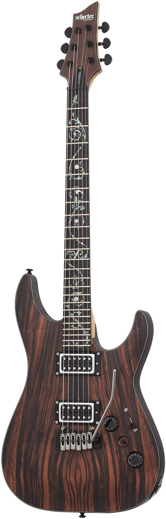 Schecter C-1 Exotic Trem Ebony Electric Guitar, Natural Satin