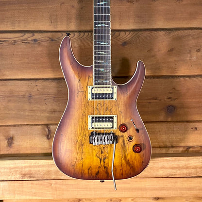 Schecter C-1 Exotic Spalted Maple Electric Guitar in Satin Natural Vintage Burst