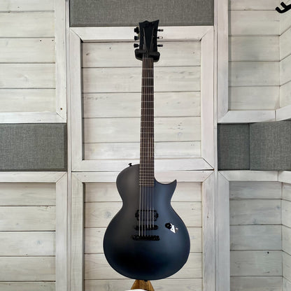 LTD EC Black Metal electric guitar in Black Satin, full front view