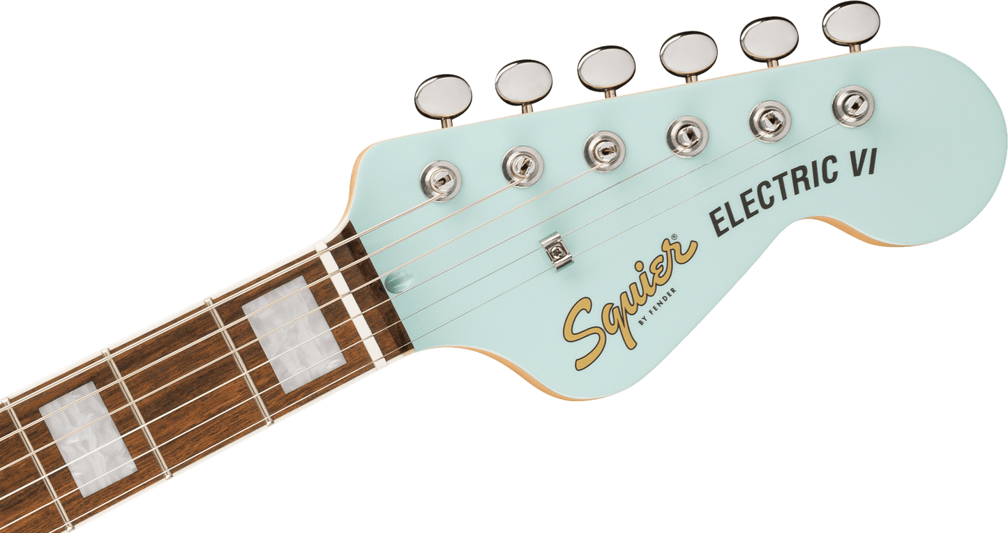 Squier Paranormal Electric VI Electric Guitar in Daphne Blue Special Order