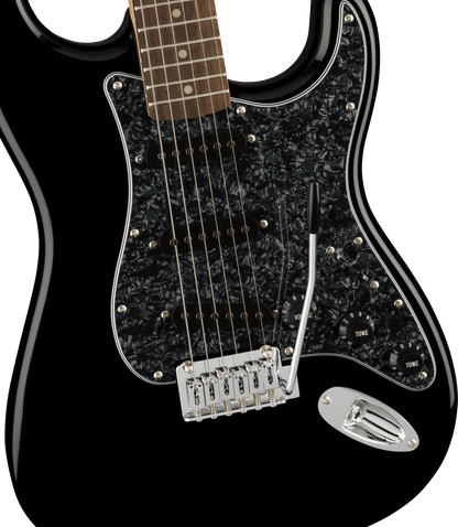 Squier Limited Edition Affinity Series® Stratocaster With Black Pearloid Pickguard in Black