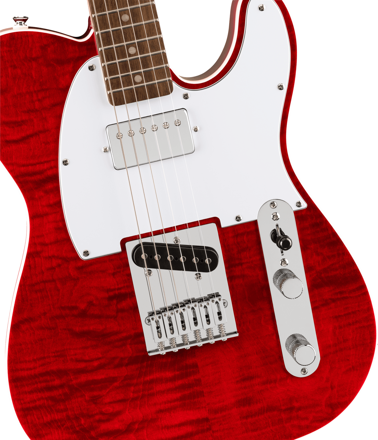 Squier Affinity Series Telecaster FMT SH in Crimson Red Transparent Flame Maple