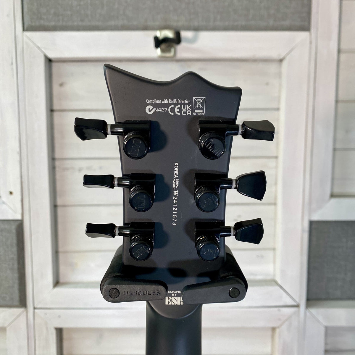 LTD EC Black Metal headstock, back with LTD locking tuners