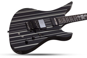 Schecter Synyster Gates Custom-S Ebony Board Electric Guitar, Gloss Black/Silver Stripes