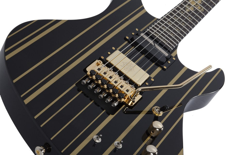 Schecter Synyster Gates Custom-S 6 String Electric Guitar - Black/Gold Stripes