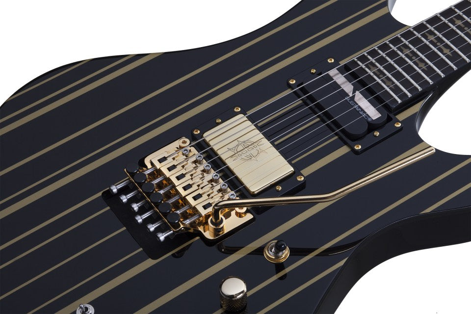 Schecter Synyster Gates Custom-S 6 String Electric Guitar - Black/Gold Stripes