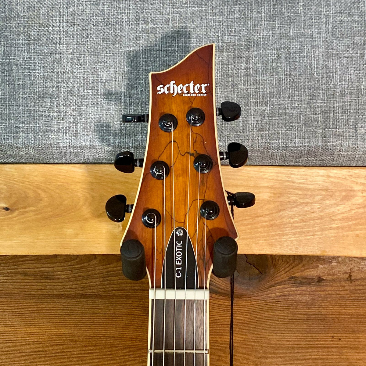 Schecter C-1 Exotic Spalted Maple Electric Guitar in Satin Natural Vintage Burst