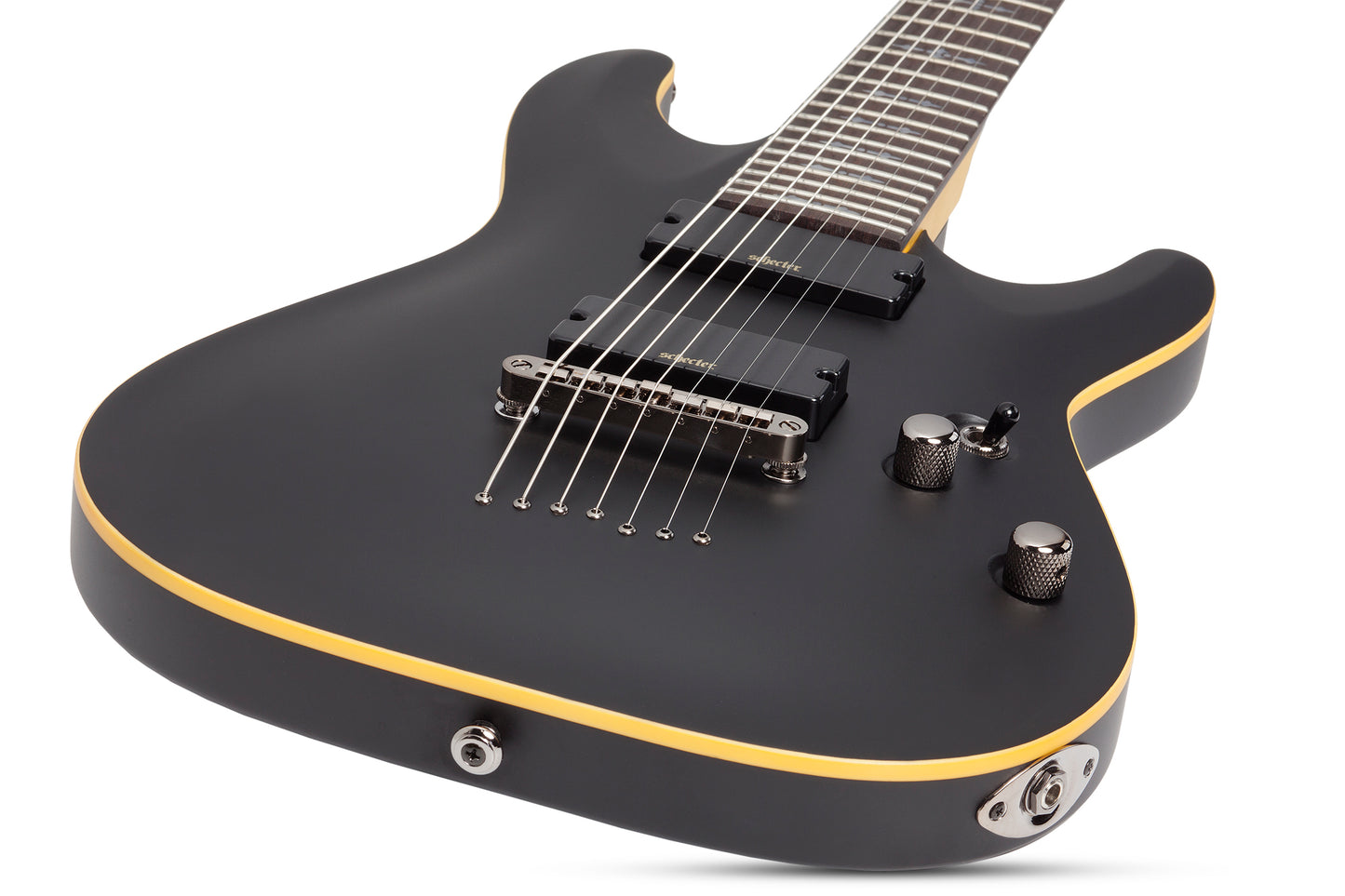 Schecter Demon-7 7-String Electric Guitar in Aged Black Satin