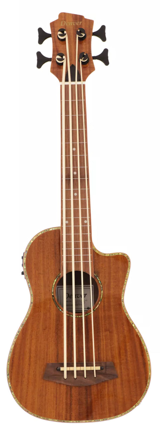 Denver Acacia Fretless Bass Ukulele with Gig Bag