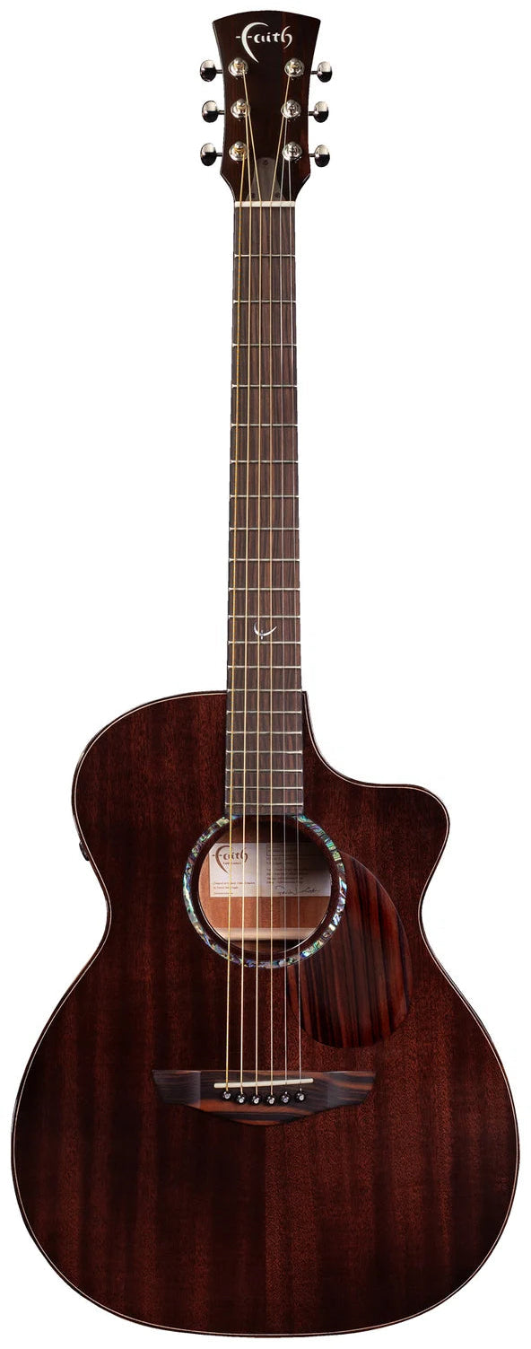 Faith Guitars PJE Legacy Earth Cutaway Electric / Acoustic Guitar, Dark Roast