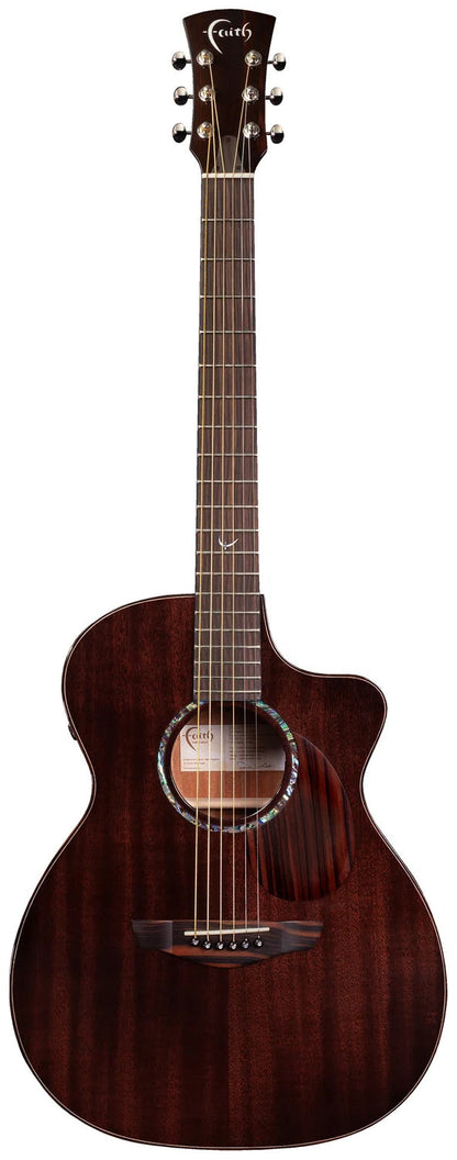 Faith Guitars PJE Legacy Earth Cutaway Electric / Acoustic Guitar, Dark Roast
