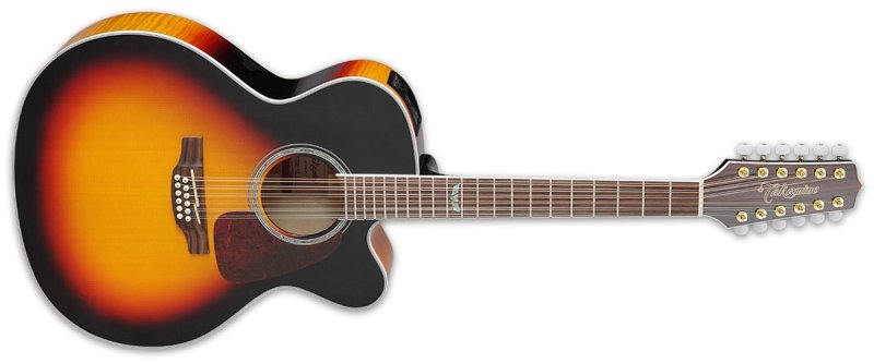 Takamine GJ72CE-12 Jumbo Cutaway 12-String Acoustic-Electric Guitar in Brown Sunburst