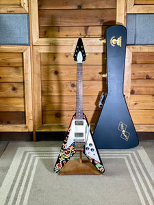 Epiphone Limited Edition Jimi Hendrix ''Love Drops'' Flying V Electric Guitar with Hardshell Case - Ebony