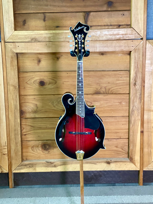 Washburn Electric Acoustic Mandolin With Hardcase All solid woods - Transparent Wine Red USED