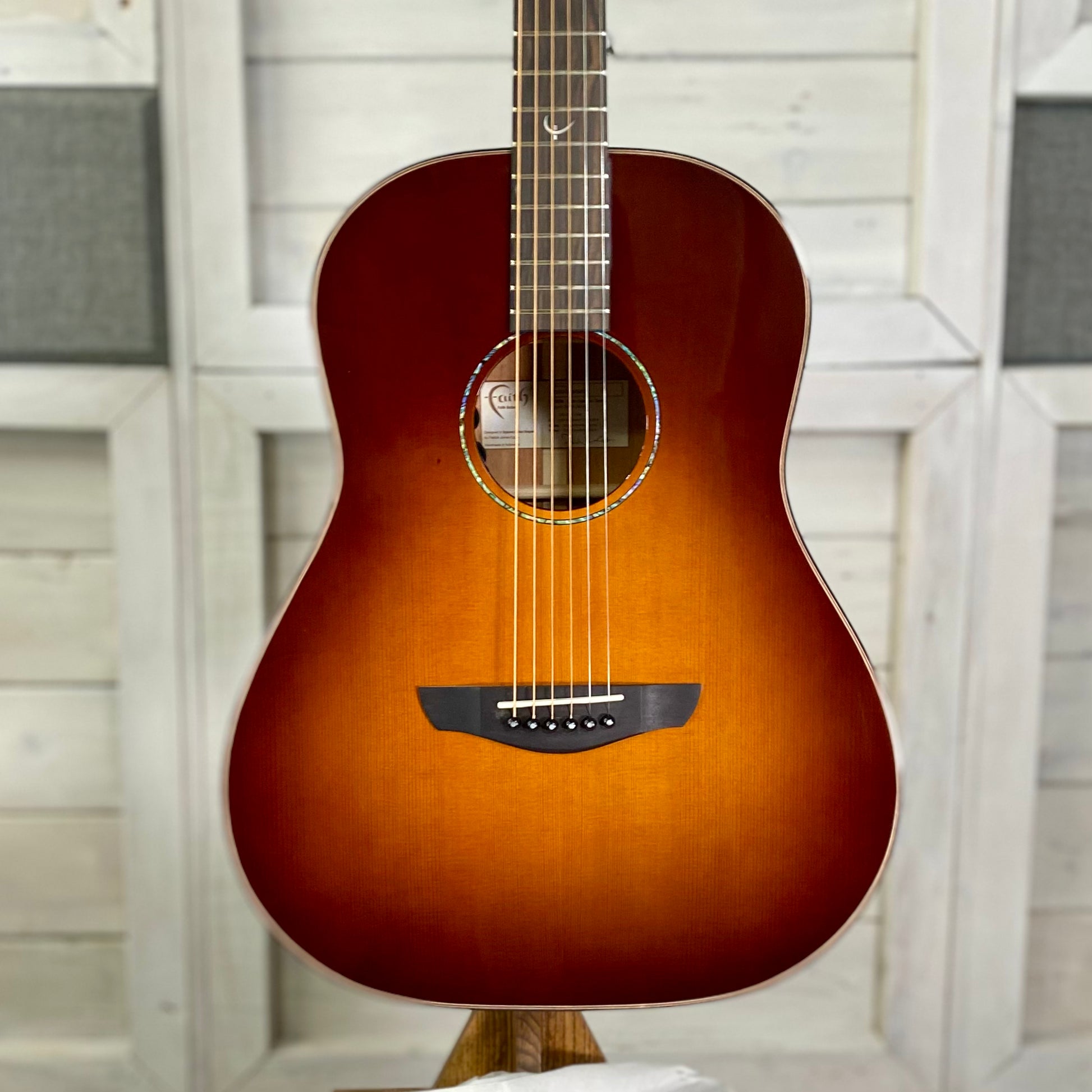 Faith Classic Burst Mars Drop-Shoulder Dreadnought Electric / Acoustic Guitar - Sunburst – view 3