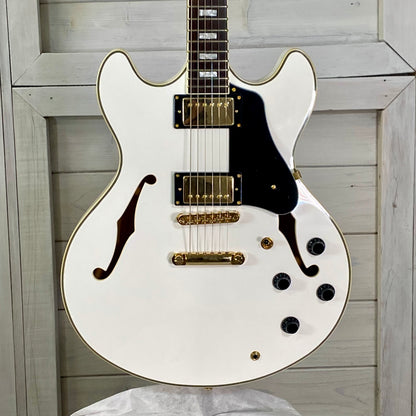 Sire H7 Larry Carlton Semi-Hollow Electric Guitar in White With Gold Hardware