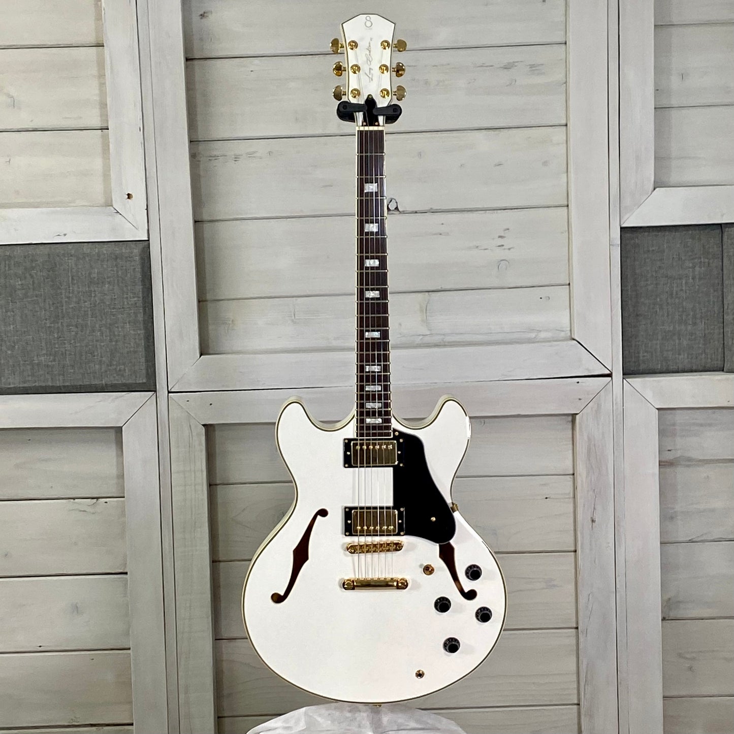 Sire H7 Larry Carlton Semi-Hollow Electric Guitar in White With Gold Hardware