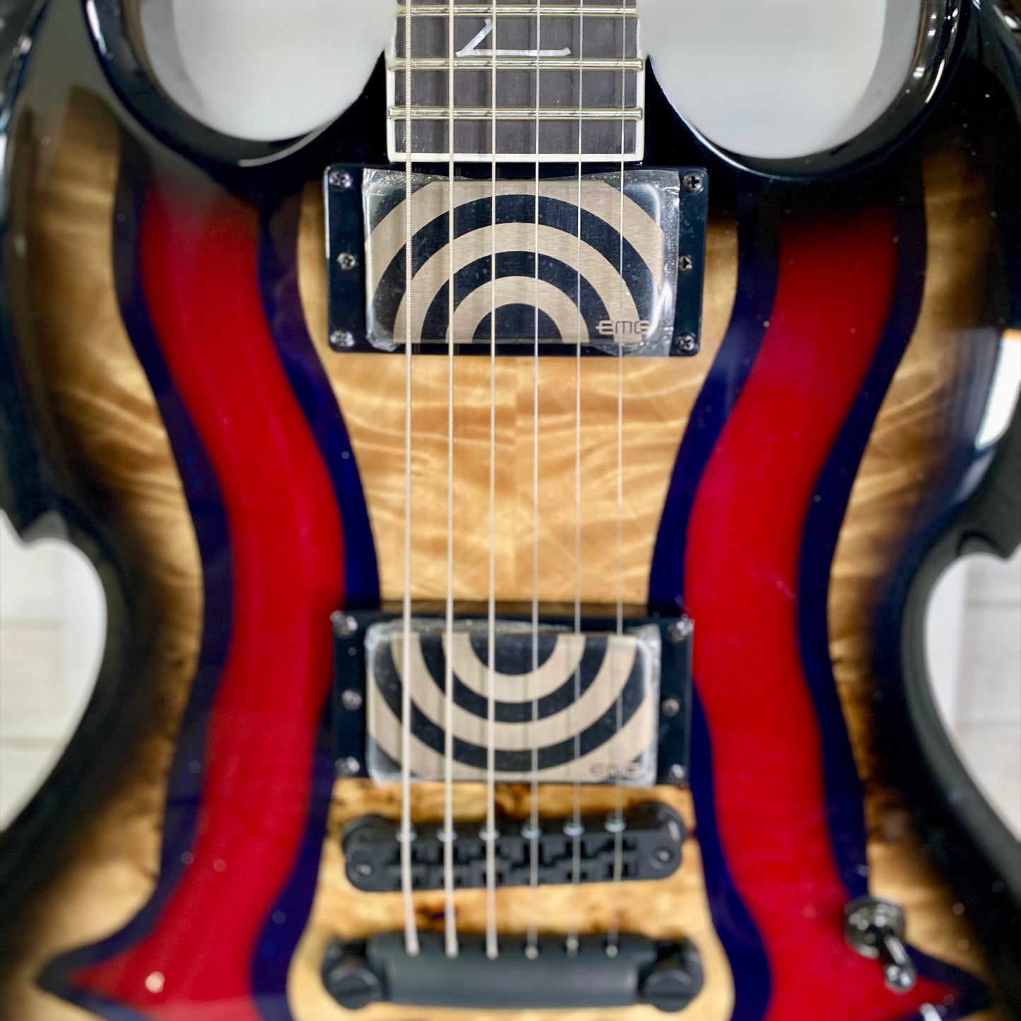 Wylde Audio Barbarian Special Edition Blood River Burl electric guitar – view 4