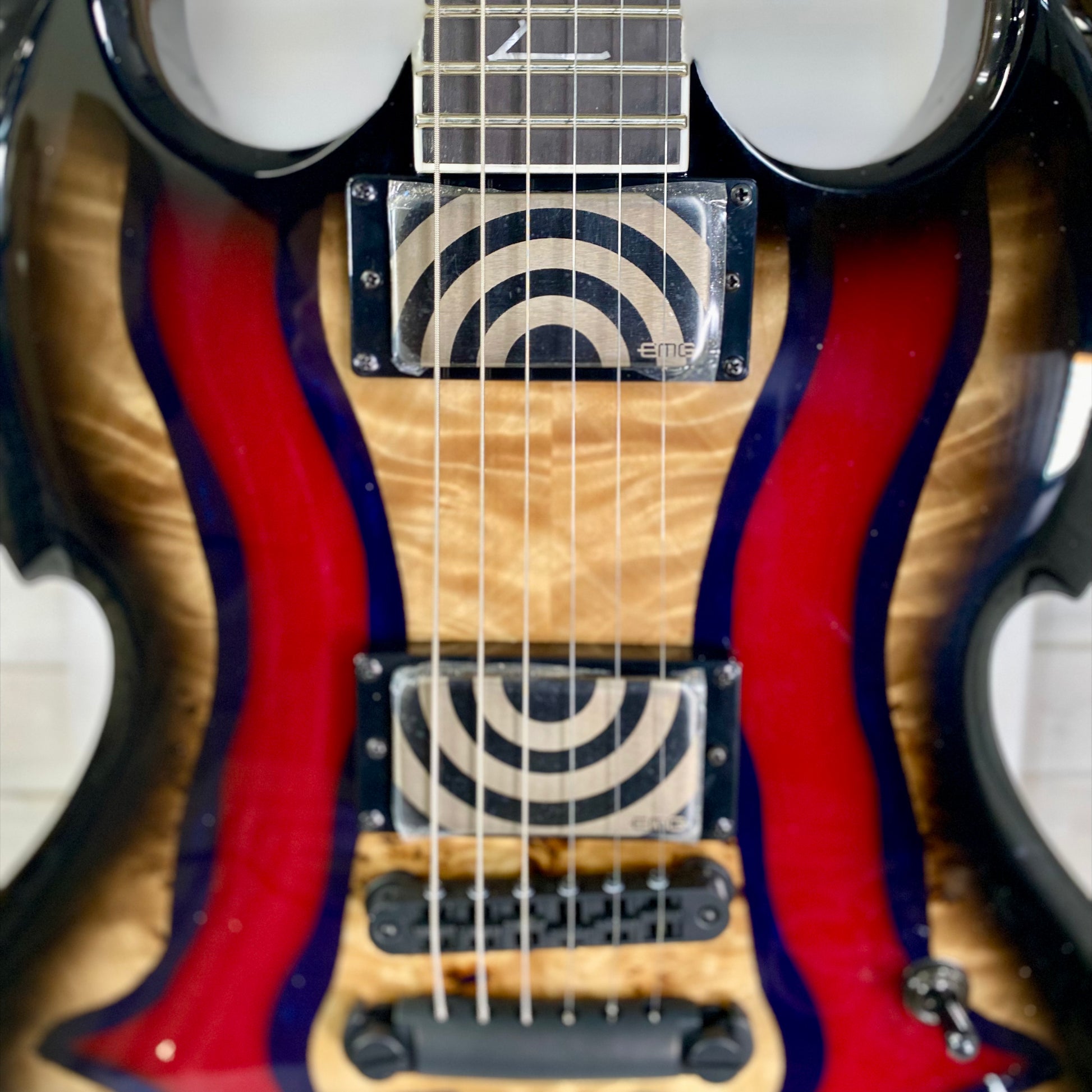 Wylde Audio Barbarian Special Edition Blood River Burl electric guitar – view 4
