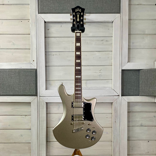 Guild S-300 Deluxe Solid-body Electric Guitar in Neptune Blue Metallic and Vintage Sterling Metallic