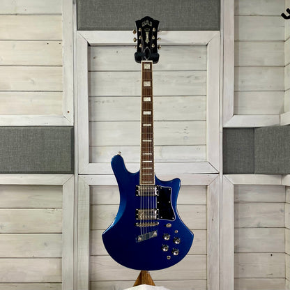 Guild S-300 Deluxe Solid-body Electric Guitar in Neptune Blue Metallic and Vintage Sterling Metallic