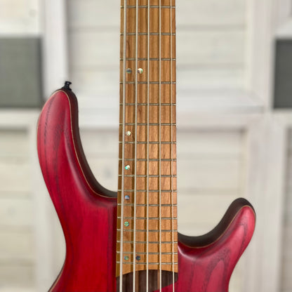 Cort Guitars Artisan Series B5 Element 5-String Electric Bass, Open Pore Burgundy Red