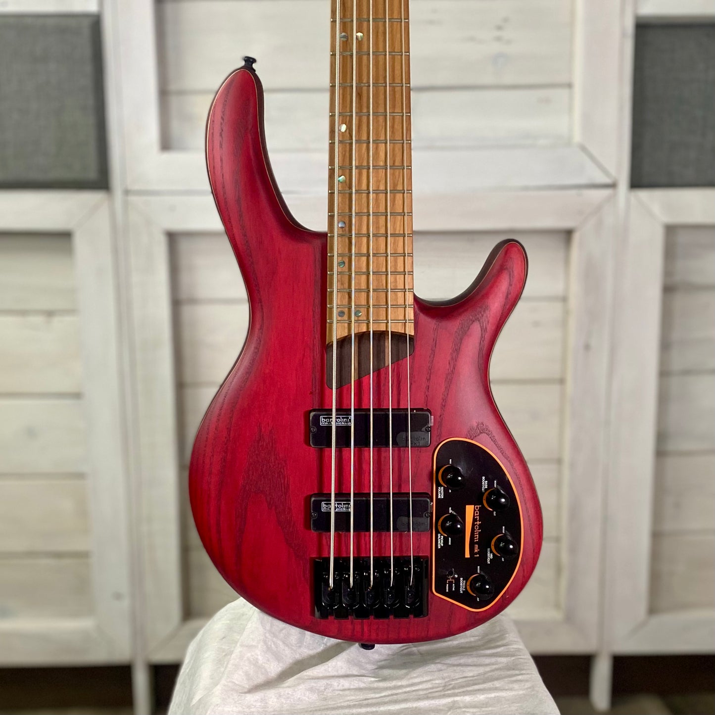 Cort Guitars Artisan Series B5 Element 5-String Electric Bass, Open Pore Burgundy Red