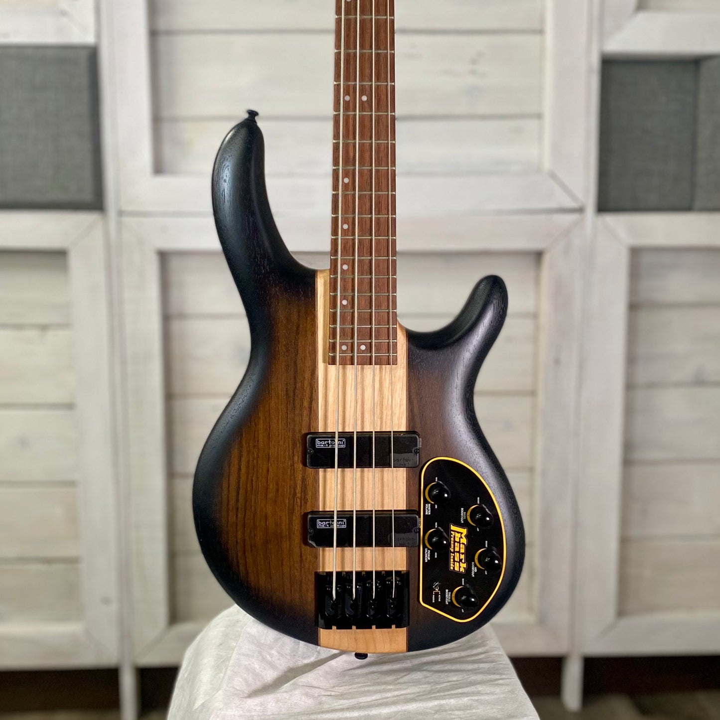 Cort Guitars C4 Plus OVMH Artisan Series Electric Bass in Antique Brown Burst
