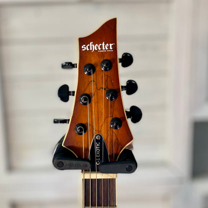 Schecter C-1 Exotic Spalted Maple Electric Guitar in Satin Natural Vintage Burst