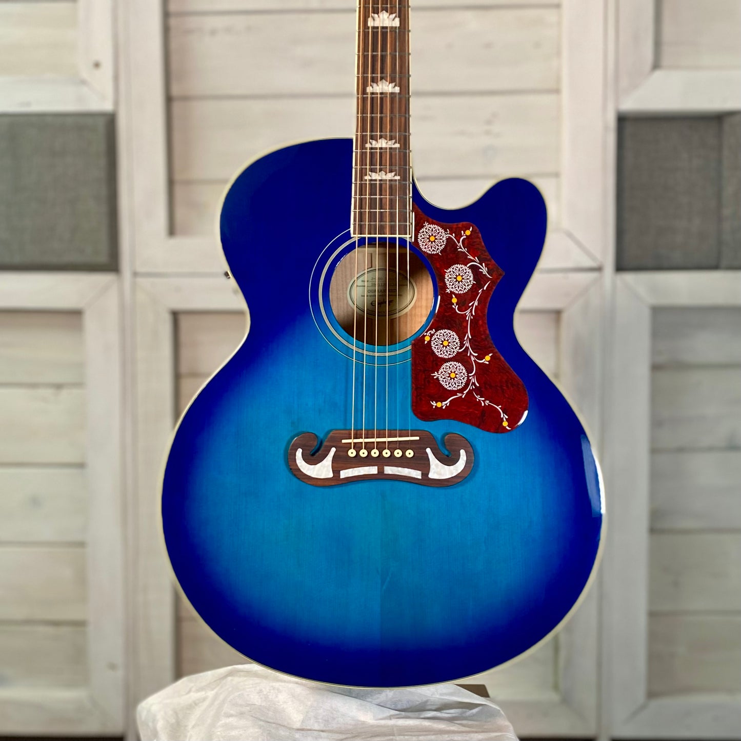 Epiphone J-200 Studio EC Electric Acoustic Guitar in Blueberry Burst
