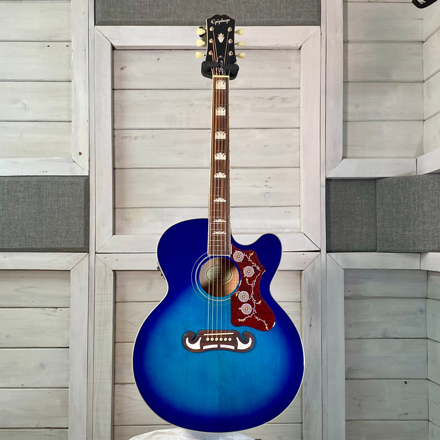 Epiphone J-200 Studio EC Electric Acoustic Guitar in Blueberry Burst