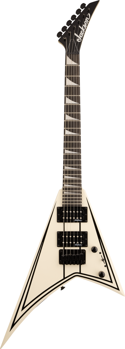 Jackson JS Series RR Minion JS1XM 2/3 Size Electric Guitar In Snow White With Black Pinstripes